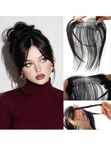 Topper de Cabelo Curto e Reto com Franja para Mulheres com Cabelo Ralo - Extensões de Cabelo Reto de 10 Polegadas - Fibra Sintética, Fácil de Usar, Halloween - Multicolorido - Visão 1