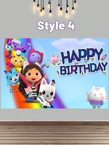 MASSDI 6 Kinds Of Cartoon Cloth With Different Backgrounds Are Printed With Gabe And Cartoon Images,Are Rich And Soft With Happy Birthday.Suitable For The Theme Birthday Party To Take Photos And Punch Decorate The Party Collection Display And Storage - Multicolor - View 17