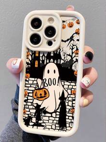 1pc Cute Halloween Ghost Pumpkin Patch Pattern White Thick Anti-Drop Anti-Fingerprint Full Coverage Phone Case Compatible With IPhone 16/16 Pro/16 Plus/15/15 Pro Max/15 Pro/11/12/13/14 Pro Max/11 Pro/11 Pro Max/12 Pro/12 Pro Max/13 Pro/13 Pro Max/14 Pro/14 Pro Max/16 Pro Max/16/16 Pro/16 Plus Soft Shell Minimalist Creative - Multicolor - View 2