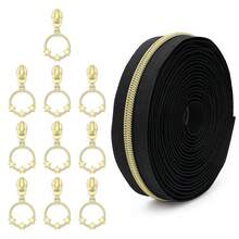 1 Set (Ritsleting 450cm + 10 Kepala Ritsleting), Ritsleting Gigi Elektroplating Hitam & Putih #5, Gigi Ritsleting Berbagai Warna, Kepala Ritsleting Bulat & Bintang Warna Senada, Cocok Untuk Dompet, Kantong Pakaian, Tekstil Rumah Tangga, Tas Penyimpanan, Ritsleting Pengganti DIY - 5#ddy-XXX - View 16