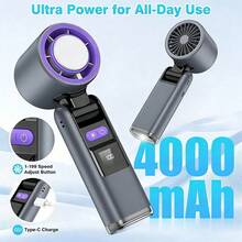 SULVGO Kipas Turbo Isi Ulang 3-in-1: Desain Genggam Portabel, Dilengkapi 2 Baterai 2000mAh, Teknologi Turbo Udara 199 Kecepatan untuk Penggunaan di Luar Ruangan & Perjalanan - standar - View 4