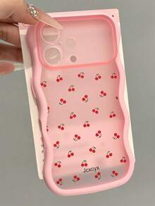 Casing Ponsel Matte Motif Ceri Merah Lucu Y2K, Kompatibel dengan iPhone 17 Pro Max 17 Pro 16 Pro 16 Pro Max 15 Pro Max 15 Pro 14 Pro Max 14 Pro 13, Desain Tepi Bergelombang Kreatif, Penutup Belakang Semi-Transparan yang Lucu - Berwarna merah muda - View 3