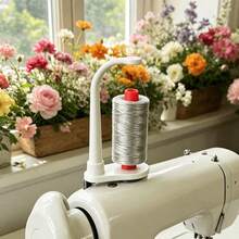 White Anti-Tangle Thread Stand, Vertical Design For Stable Spool Support And Smooth Thread Feed, Suitable For Sewing Machines And Overlockers In Home Crafting And Professional Sewing Environments - A - View 1