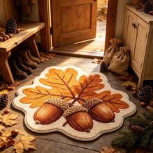1PC Yellow Maple Leaf Hazelnut Nut Autumn Soft Comfortable Area Rug, Suitable For Living Room, Bedroom Or Study - Bedroom Decor, Home Leisure Carpet, Decorative Rug, Bedroom Decor, Small Rug, Carpet, Home Decor, Living Room Rug, Washable Carpet - Multicolor - View 2