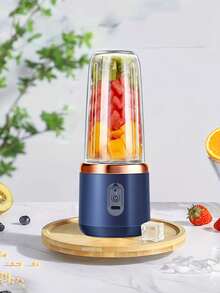 1pc Portable Electric Juicer, 400ml Wireless Mini Blender Cup, USB Rechargeable Smoothie Maker With Optional Dual Cup Design, Perfect For Fruits & Vegetables. Suitable For Sports, Home And Travel, Practical Christmas & New Year Gift For Women - Multicolor - View 3