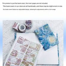 1PC Starry Night Fabric Book Cover, 4 Sizes A4 1PC A4 B5 A5 A6 Adjustable Cloth Book Sleeve, Art Painting Washable Book Protector Jacket For Notebook Paperback Book Lovers Gift Stationery - Starry Night - View 9