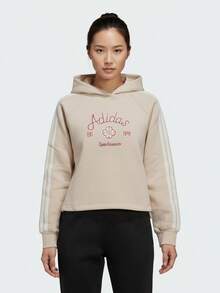 Adidas Women's NYR HOODY SWEAT Knit Hooded Sports Sweatshirt KH2696 - Beige - View 1