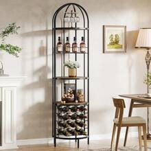 5-Tier Industrial Arched Wine Rack, Freestanding Bar Wine Cabinet With Bottle Holder, Vintage Metal Display Unit For Wine Bottles, Glassware, Home Bar, Kitchen, Dining Room Comedor Indoor Household Party & Bistro Decor - 1 - View 5