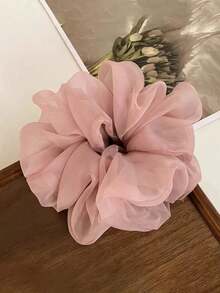 5pcs Lightweight Oversized Organza Scrunchies, Floral Bud Mesh Hair Ties With Premium Feel - Multicolor - View 7