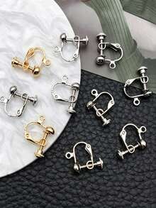 6/10/20pcs Klip Telinga Spiral Stainless Steel Aksesoris Anting dengan Bantalan Telinga Berputar, Cocok untuk Wanita Tanpa Tindik Telinga, Pembuatan Anting DIY - Klip telinga - View 2