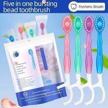 26/40pcs 5-In-1 Mini Toothbrushes, Travel Toothbrushes, Individually Wrapped, Portable And Lightweight, Suitable For Work, Travel, Business Trips, Back To School Season - Multicolor - View 3