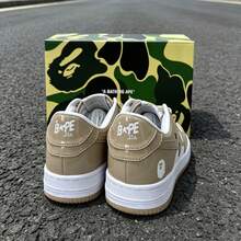 A BATHING APE Unisex BAPE STA Star Logo Low-Top Casual Streetwear Sneakers - White Brown Mirror - View 3