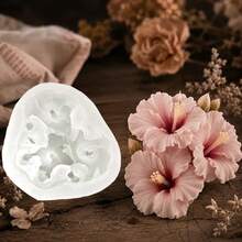 1pc Beautiful Hibiscus Flower Bouquet Shaped Silicone Mold, Suitable For DIY Aromatherapy Candles, Gypsum Ornaments, Epoxy Resin, Cement Crafts, Ideal For Wedding Decor, Home Decor, Holiday Gifts - 3-hole Hibiscus Mold - View 5