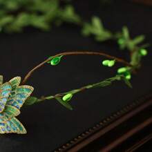 Women's Forest Fairy Headpiece Green Leaf Vine Elf Headband Fairy Wings Emerald Rhinestone Halloween Cosplay Renaissance Wedding Festival Party - Multicolor - View 7
