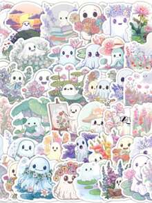 50Pcs Halloween Stickers Funny Halloween Party Decorations Aesthetic Stickers Vintage Cool Outdoor Gifts Graffiti Stickers Vinyl Waterproof Stickers Stickers For Water Bottle, Guitar, Luggage, Phone, Case, Laptop, Skateboard, Gift - Multicolor - View 1