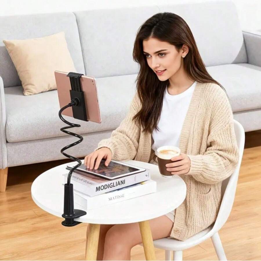 360° Universal Gooseneck Phone & Tablet Holder, Stable Anti-Shake Adjustable Clip Stand For Desk Bedside, Ideal For Binging, Work & Study, Minimalist Solid Color, 70cm Length, Perfect Christmas & Halloween Gif - Multicolor - View 1