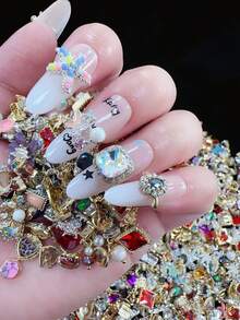 KIRAME 50 peças/100 peças Pingentes de Arte de Unhas Banhados a Ouro Autêntico em Liga Mista, Adequados para Decoração DIY de Arte de Unhas, Arte de Unhas em Casa, Salão de Unhas, Fornecedor de Arte de Unhas, Suprimentos de Arte de Unhas, Natal, Arte de Unhas de Halloween, Arte de Unhas de Verão & Viagem, Presentes de Feriado - Multicolorido - Visão 3