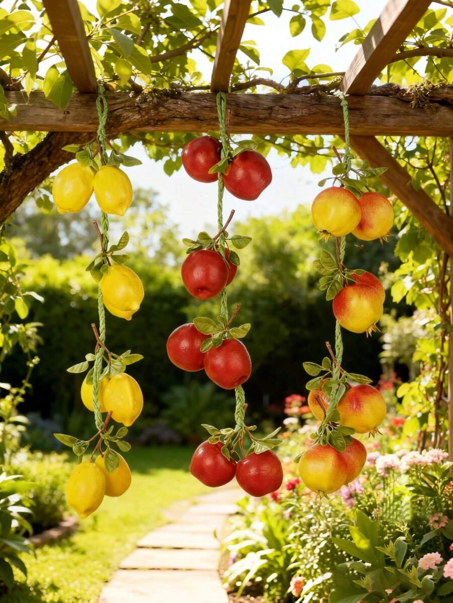 1/2pcs 22.05 Inch Artificial Fruit And Vegetable Garland, Faux Mango, Apple And Vegetable Vine, Suitable For DIY Wreath, Party Decoration, Halloween Decoration, Farmhouse Decor, Dorm Decor, Kitchen Decor, Restaurant Arrangement, Faux Fruit Photography Props, Garden Decoration - Multicolor - View 1