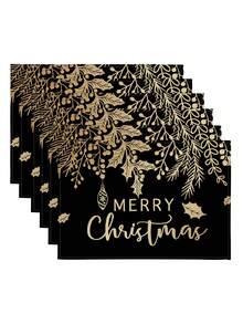 1/2/4/5/6/8pcs Digital Printed Placemats, Christmas Pattern Printed Placemats Table Decor, Suitable For Daily, Holiday, Party, Birthday, Wedding, Dinner, Kitchen, Dining Room And Home Textile Decoration - Multicolor - View 9