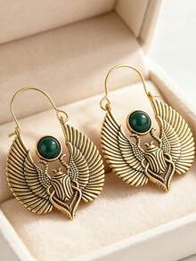 Gmzalx 1 đôi bông tai vòng khăn choàng thiết kế sáng tạo phong cách retro thời trang hình cánh thiên thần, phù hợp đeo hàng ngày và đi du lịch, quà tặng hoàn hảo cho cô ấy - Hai màu - Xem 6