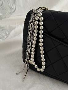 Elegant Metal Pearl Beaded Heart-Shaped Tassel Decor Pendant Keychain Beaded Chain Bag Chain Gift, Beautiful - A - View 6