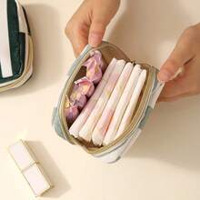 1pc Portable Zipper Bag Sanitary Pads & Tampons Storage Pouch, Multi-Functional Cosmetic Bag, Travel Essential Accessory Gift - Multicolor - View 2