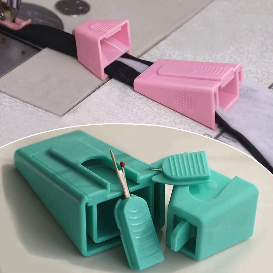 两套布管制作器和斜纹滚边器缝纫工具 - 升级版卷布条制作器，适用于 2.24-2.83 英寸宽的布条，包含拆线器和穿线器配件，节省折叠和固定布料及铺棉的时间，多用途缝纫用品，适用于缝纫、DIY 手工艺品、家庭缝纫项目 - 适合作为情人节礼物或送给缝纫爱好者的礼物