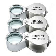 10-30X Pocket Loupe Magnifier Jewelry Magnifying Glass Foldable Diamond Lupa Triplet Jewelers Eye Glass Tool Reading Magnifier - Magnifier - View 2