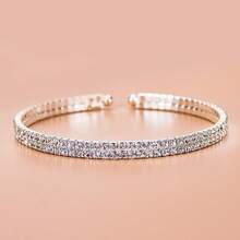 1pc Fashionable Rhinestone Encrusted Bracelet For Women, Suitable For Daily Wear And Party - Yellow Gold - View 12