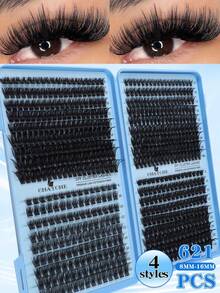 640pcs D Curl Classic False Eyelash Extension Set, Includes 10D To 150D Multiple Density Combinations, Synthetic Mink Material, Natural Curl, Soft And Comfortable, Lightweight And Easy To Apply, Cat Eye Style - D - View 4