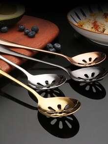 1pc Stainless Steel Thickened Serving Spoon, Long Handle Soup Spoon And Strainer For Home Use - View 6