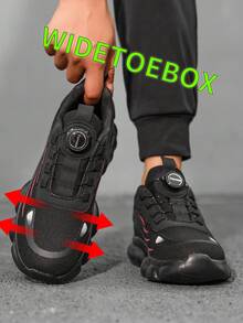 Men's Black And Red Chunky Sneakers, Mesh Panel Design With Sleek Lines, Thick Sole For Vibe, Versatile Running Shoes For Daily Wear - Black and Red - View 4