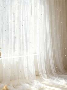 1pc, 2m, 3 Meters, 4m Long Colorful Star Moon Sequin White Mesh Tulle Fabric, Suitable For Birthday Party, Wedding Arch Decoration, Ceremony Backdrop Decoration, Various Banquet Hanging Decoration, Bachelor Party, Social Dance, Anniversary, Valentine's Day, Halloween, Christmas, Dessert Table Arrangement, Aisle/Hanging/Table & Chair Decoration, Home Hanging Curtain Decoration, DIY Cuttable, Multi-Functional Decorative Craft Fabric - White Star Moon Tulle - View 15