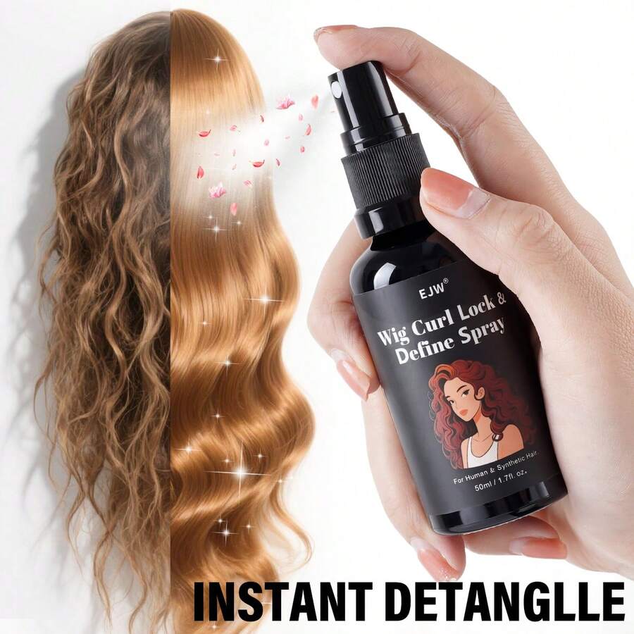 Semprotan Rambut Keriting dan Wig, Semprotan Wig untuk Rambut Sintetis, Kondisioner Tanpa Bilas untuk Wig Rambut, Susu Penata Rambut Ringan yang Kaya Pelembap untuk Mendefinisikan Keriting & Mengontrol Rambut Kusut untuk Rambut Keriting Alami - 50 ml - View 1