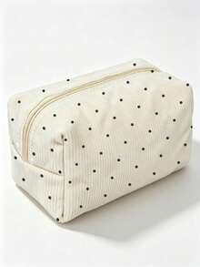 Campus Style Polka Dot Pencil Case/Stationery Storage Bag - Multi-Functional Large Capacity Design, Suitable For Storing Office Supplies, Creative Multi-Purpose Pencil Case Or Portable Travel Makeup Bag, Ideal For Students And Adults Daily Use. Stripe Direction And Polka Dot Density Random - Multicolor - View 5