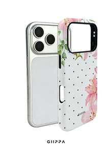 GIIPPA 1pc Black Polka Dot & Pink Hibiscus Pattern Design Phone 17 Pro Max Phone Case, Compatible With Phone 16 Pro Max, 15 Pro Max, 14 Pro Max, Korean Style High-End Fashion & Fun Phone Case, Suitable For 11/12/13/14/15/16 Pro Max Plus, Elegant Design For Men & Women, Perfect Gift For Girlfriend On Christmas, Valentine's Day, Easter, Wedding Season And Birthday! - Multicolor - View 3