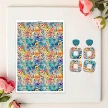 Multiple Floral Pattern Transfer Paper, Fresh Floral Series Polymer Clay Printing Paper, Size 5.82 * 3.93 Inches, Suitable For DIY Art Jewelry Earring Making, Special Polymer Clay Transfer Printing - A - View 11