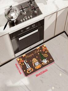 1/2pcs Autumn Thanksgiving Pumpkin Gnome Kitchen Decor Rug, Autumn Kitchen Rug And Mat, Non-Slip Washable Absorbent Kitchen Accessories Decor Mat, Thanksgiving Holiday Gift! - Multicolor - View 9