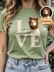 90s Retro Bootleg Style T-Shirt, Custom Pet Portrait For Cat & Dog, Pet Memorial Gift. Dog Mom & Cat Mom Top For Pet Lovers, 2026 Gift, Black Summer - Army Green - View 3