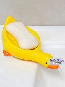 1pc Yellow Duck Shaped Soap Holder, Plastic Material, Suitable For Kitchen Bathroom Countertop Storage Box, Non-Slip Drainage Soap Dish Container, Bathroom Accessories, Home Bathroom Decor, Summer - Multiple Styles and Colors - View 15