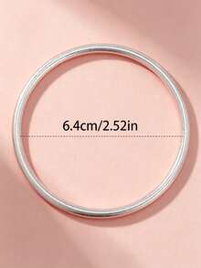 Women's 4mm Solid Matte Brushed-Finish Silver Bangle (Vintage Style, Round) - Available In Sets Of 1, 2, 3, Or 6; Perfect For Stacked Styling - Silver - View 7