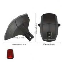 Rear Fender With Red Reflective Strip For Kukirin G3/G4 Electric Scooter, ABS Rear Wheel Mudguard, Direct Replacement Part - Black - View 6