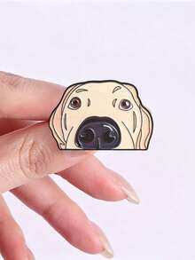 4Pcs Cartoon Labrador Peeking Head Enamel Pin Black Golden Cream Puppy Brooch Dog Lover Backpack Decor Badge - Multicolor - View 7