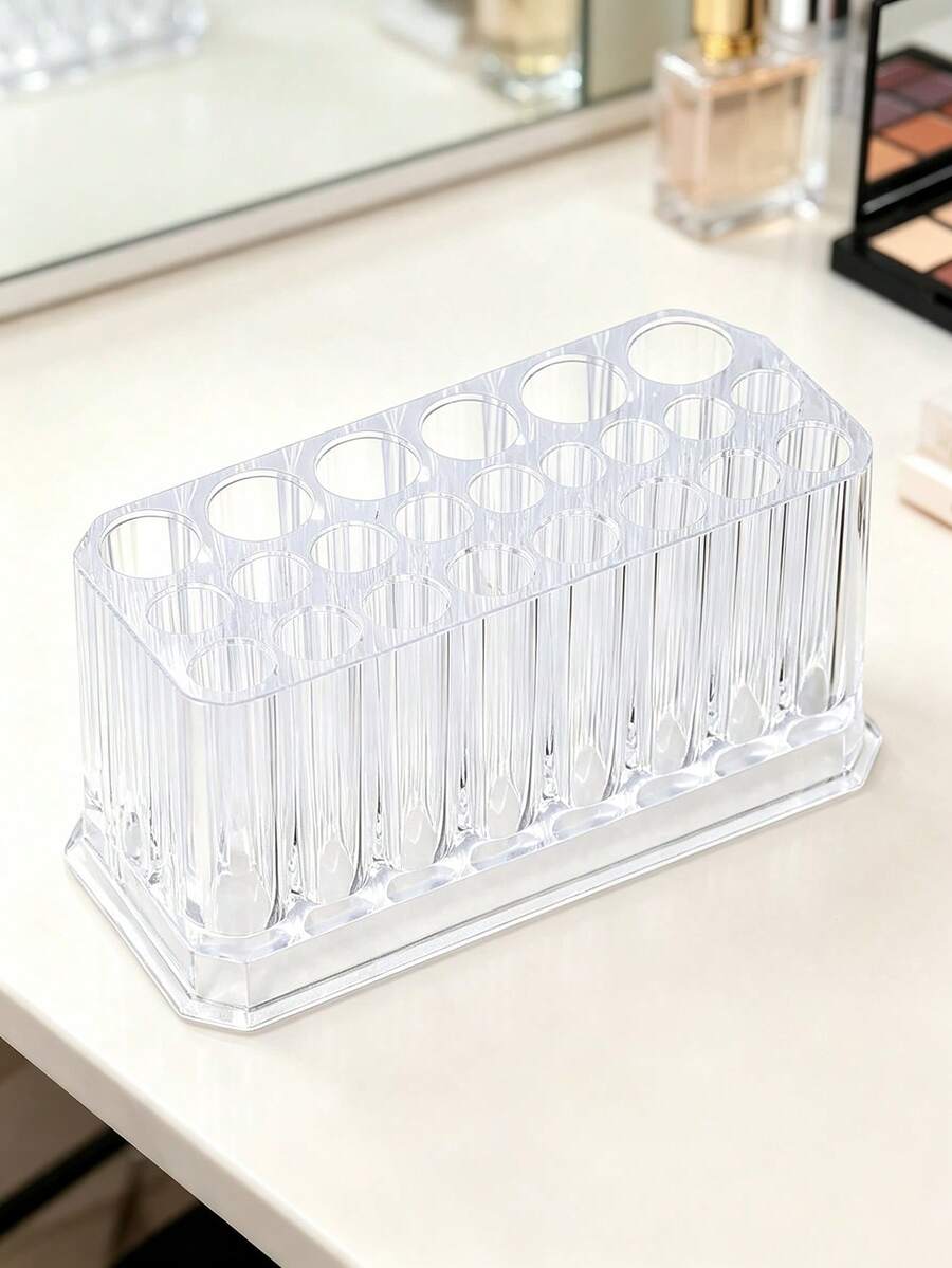 26-Slot Nail Brush Storage Rack, Desktop Eyeliner & Makeup Brush Organizer, Acrylic Makeup Brush Holder, Nail Tool Accessory Display Stand - Multicolor - View 1