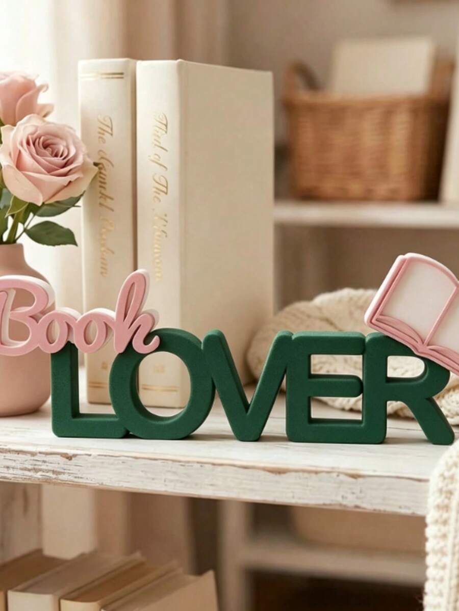 Book Lover Desktop Decor, Aesthetic Bookshelf Sign, Unique Bookworm Gift For Readers, Suitable For Teachers And Librarians, Plastic 3D Office Or Home Decor Desktop Accessory - Multicolor - View 1