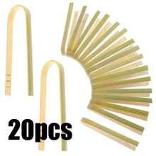 1-100pcs Bamboo Food Tongs, Bamboo Cooking Tongs, Exquisite Bamboo Serving Tongs, Toast Tongs, Cold Plate Accessories, Can Grip Cheese, Toast, Bread, Sushi, Pickles, Tea, Suitable For Parties, Catering, Baking, Buffet And Home - Beige - View 12