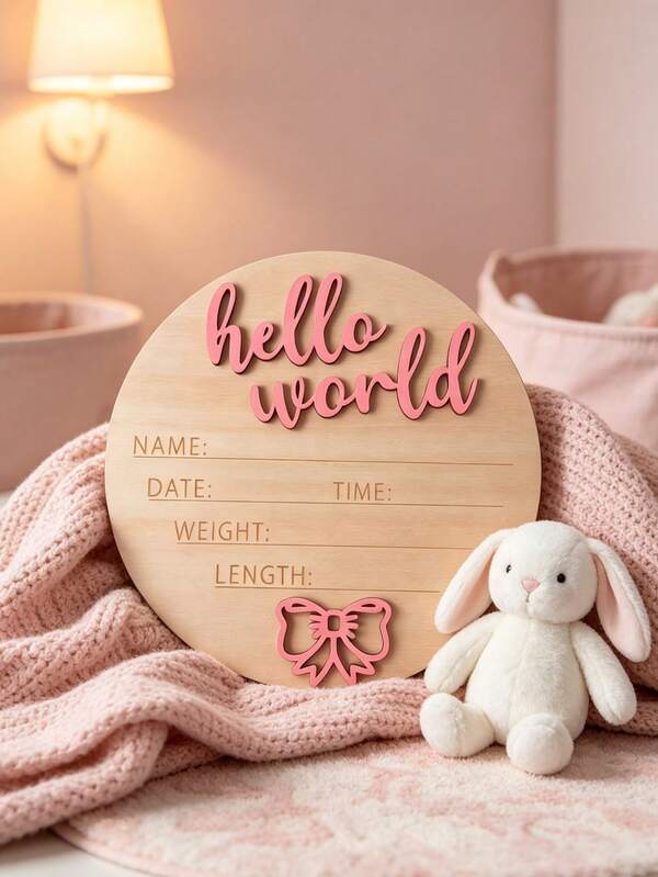 1pc Wooden Baby Milestone Disc, Commemorative Wooden Plaque, Welcome Newborn Photography Prop Month Board, Wooden Newborn Sign, Suitable For New Parents And Baby Shower, Gift For Expectant Mothers, Newborn Welcome Gift, Photography Prop