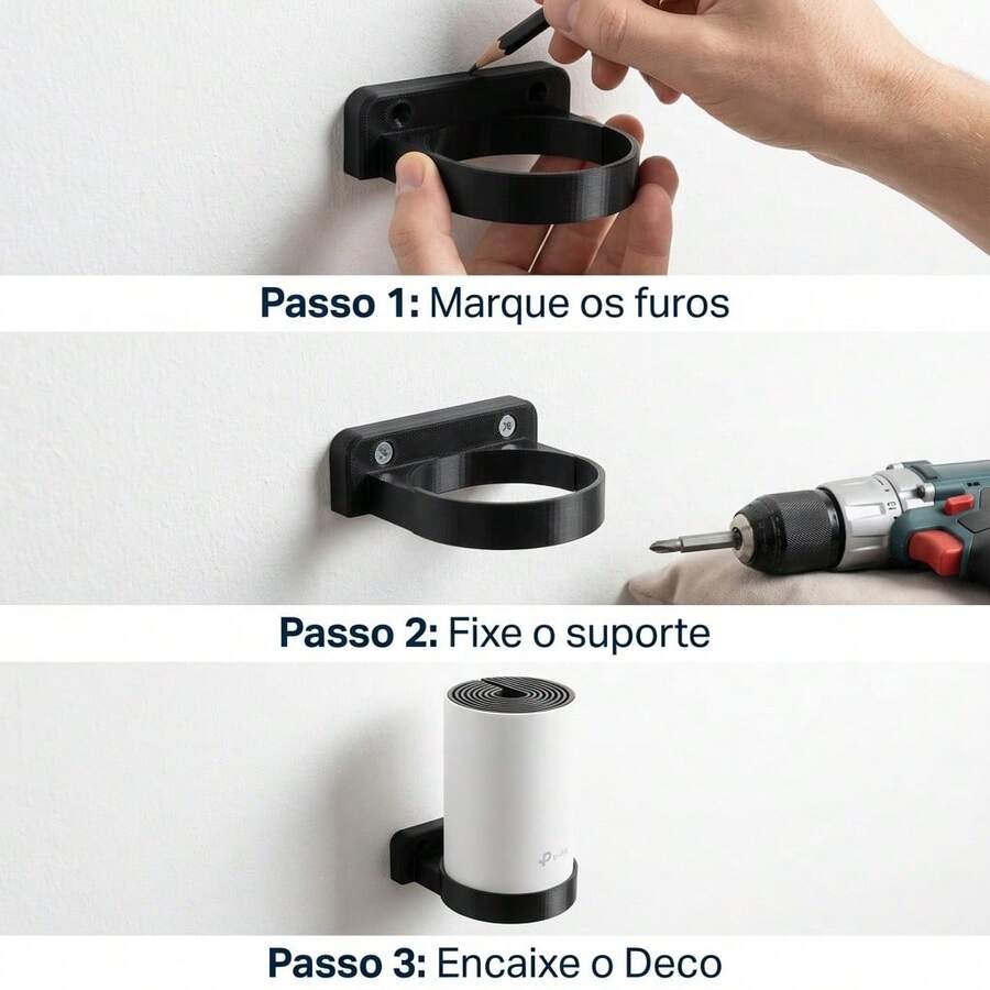 Kit Wi-Fi Suporte de Parede Universal Roteador + TP-Link Deco - Visão 1