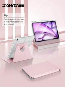 粉色纯色基础款 DANYCASE 360° 旋转透明亚克力保护壳，兼容 iPad A16 2025、Air 11/13、M2/M3 2024/2025、Pro 11/13、M4 2024、Air 5/Air 4 10.9 英寸 2022、第九代、第八代、第七代 10.2 英寸、第五代、第六代 9.7 英寸、第十代 10.9 英寸 2021、Pro 11/12.9 英寸、Mini 6 春季礼品 - 粉色 - 查看 1