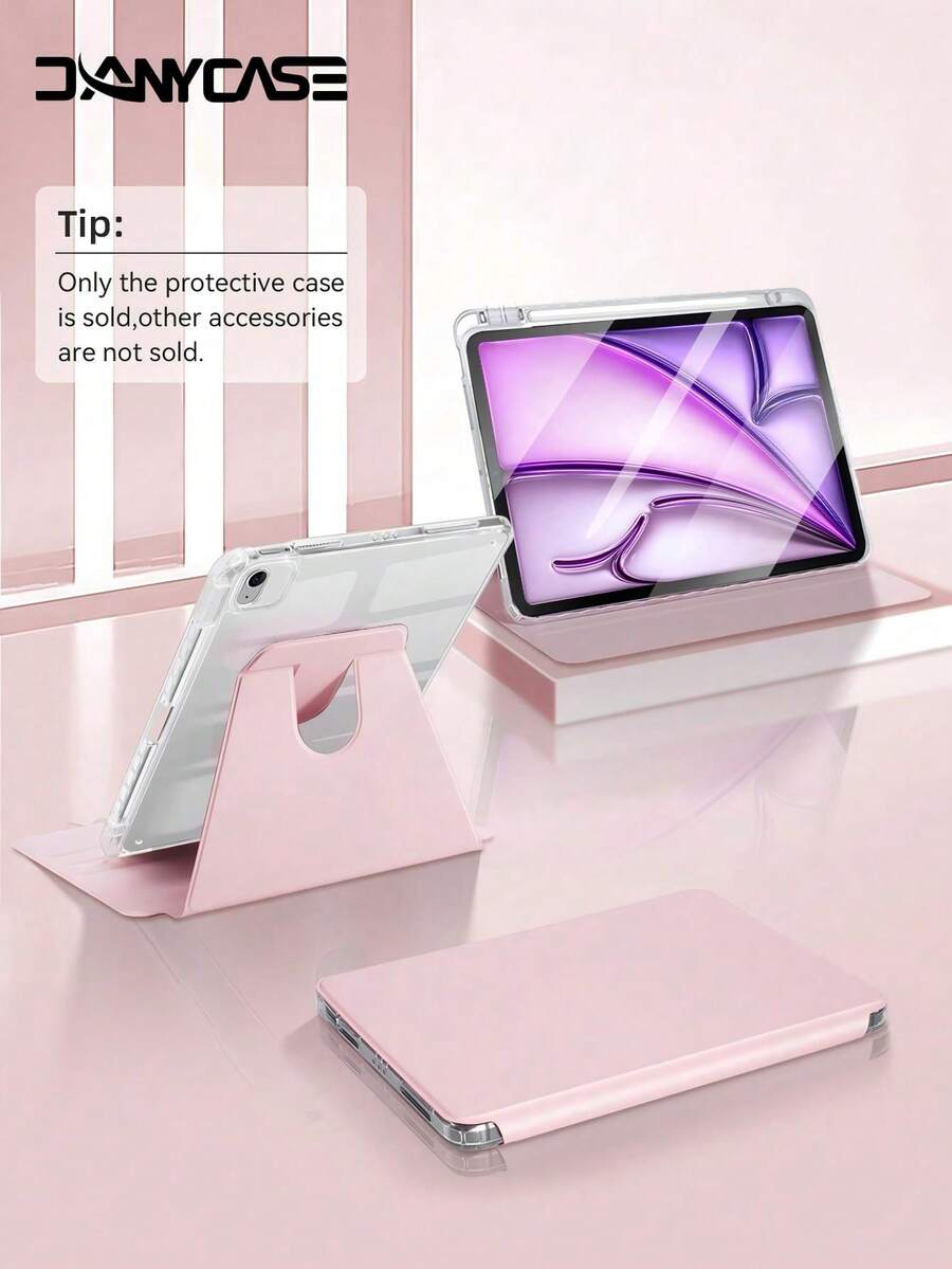 粉色纯色基础款 DANYCASE 360° 旋转透明亚克力保护壳,兼容 iPad A16 2025、Air 11/13、M2/M3 2024/2025、Pro 11/13、M4 2024、Air 5/Air 4 10.9 英寸 2022、第九代、第八代、第七代 10.2 英寸、第五代、第六代 9.7 英寸、第十代 10.9 英寸 2021、Pro 11/12.9 英寸、Mini 6 春季礼品 - 粉色 - 查看 1